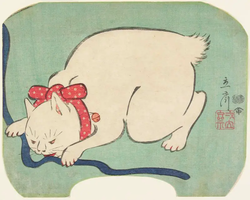 japanese bobtail cats old painting